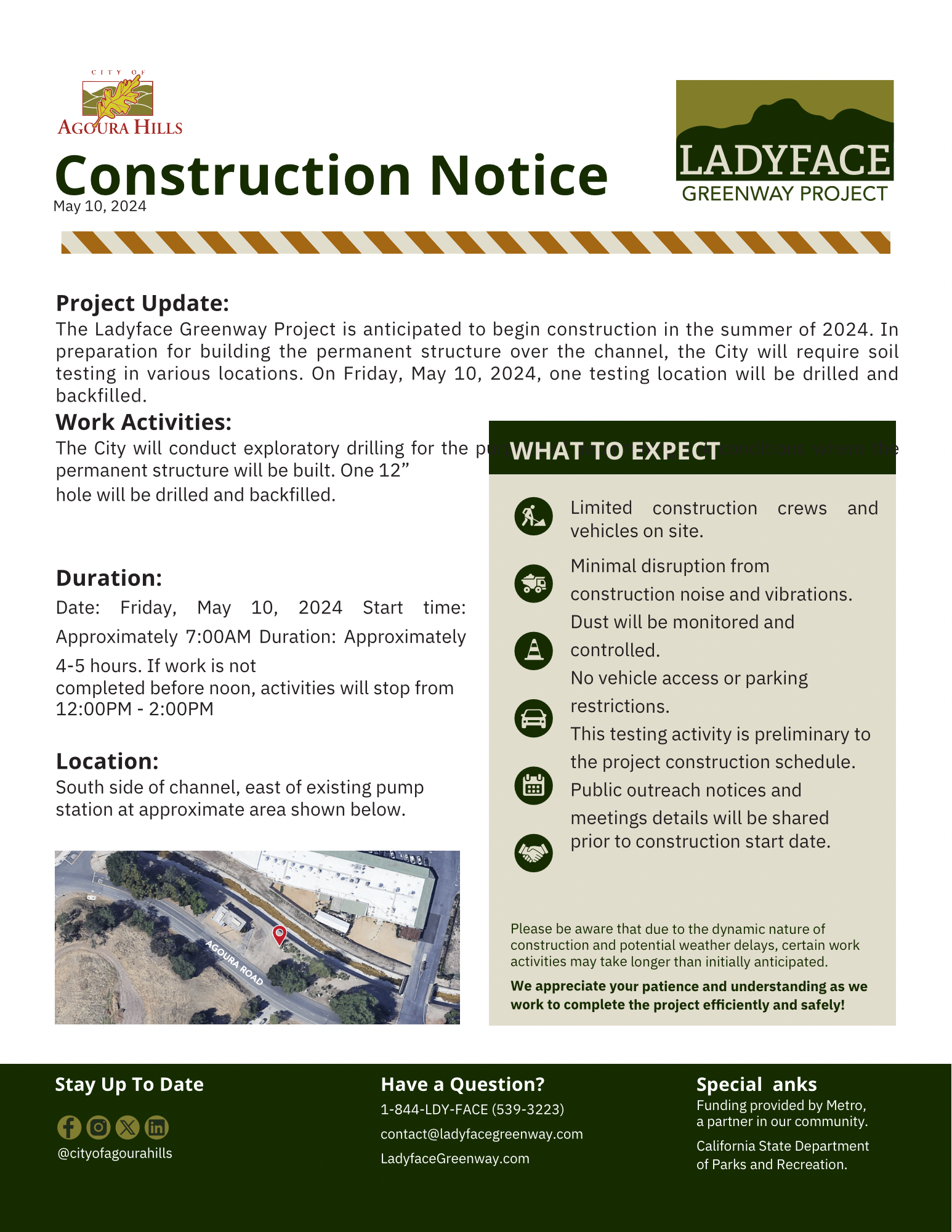 Ladyface Greenway Construction Activity Alert – May 10, 2024