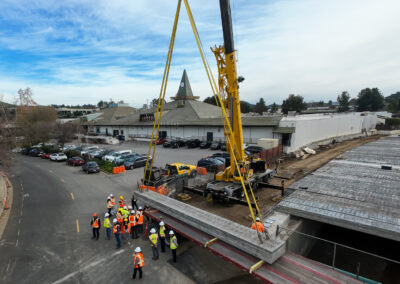 Aerial of the signing of the girder.
