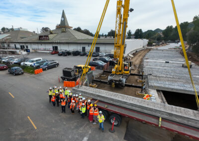 Aerial of signees and construction team.